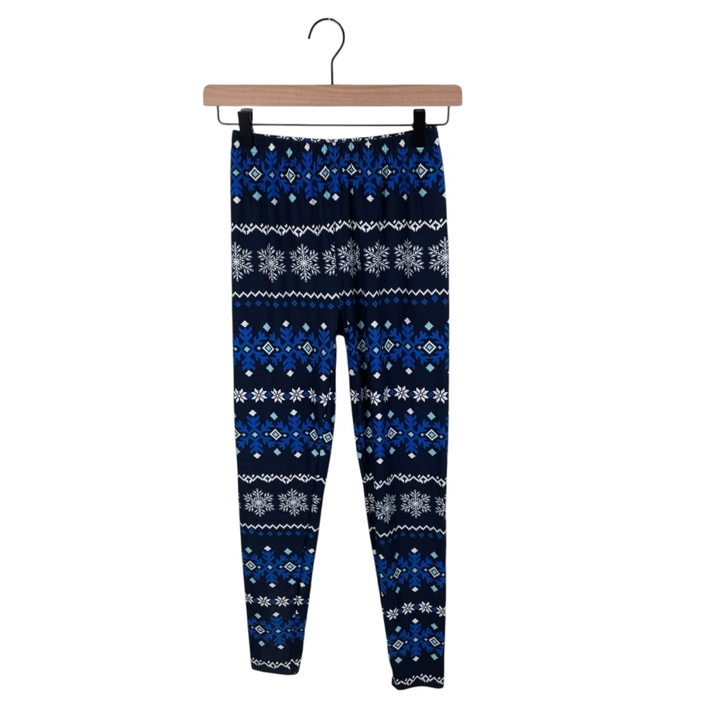Agnes & Dora Icy Fair Isle Leggings Women's Size S/M Navy Blue Snowflake Cozy